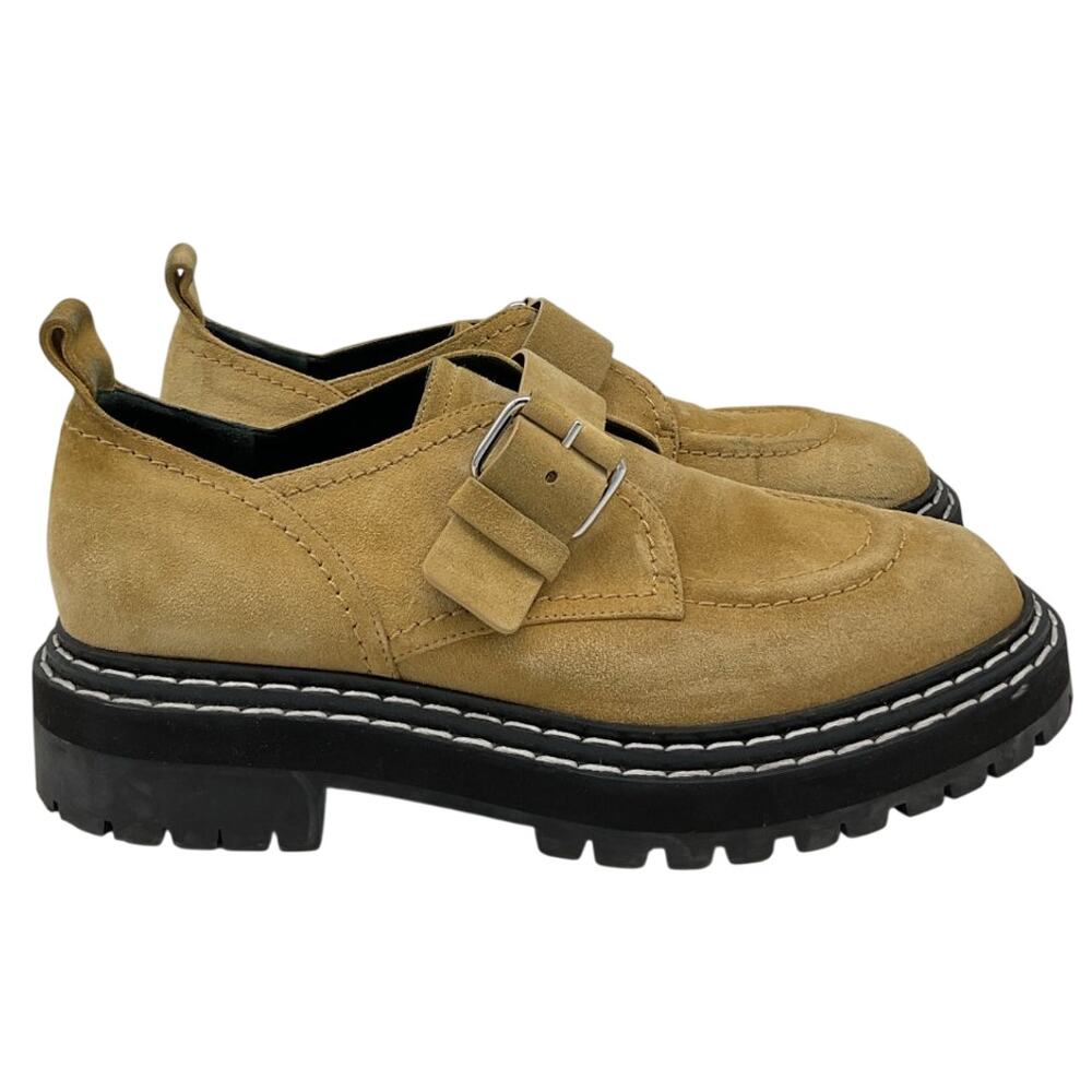 Proenza Schouler Chunky Beige Buckled Suede Loafers Size 41/US 10-10.5 - Picture 2 of 7